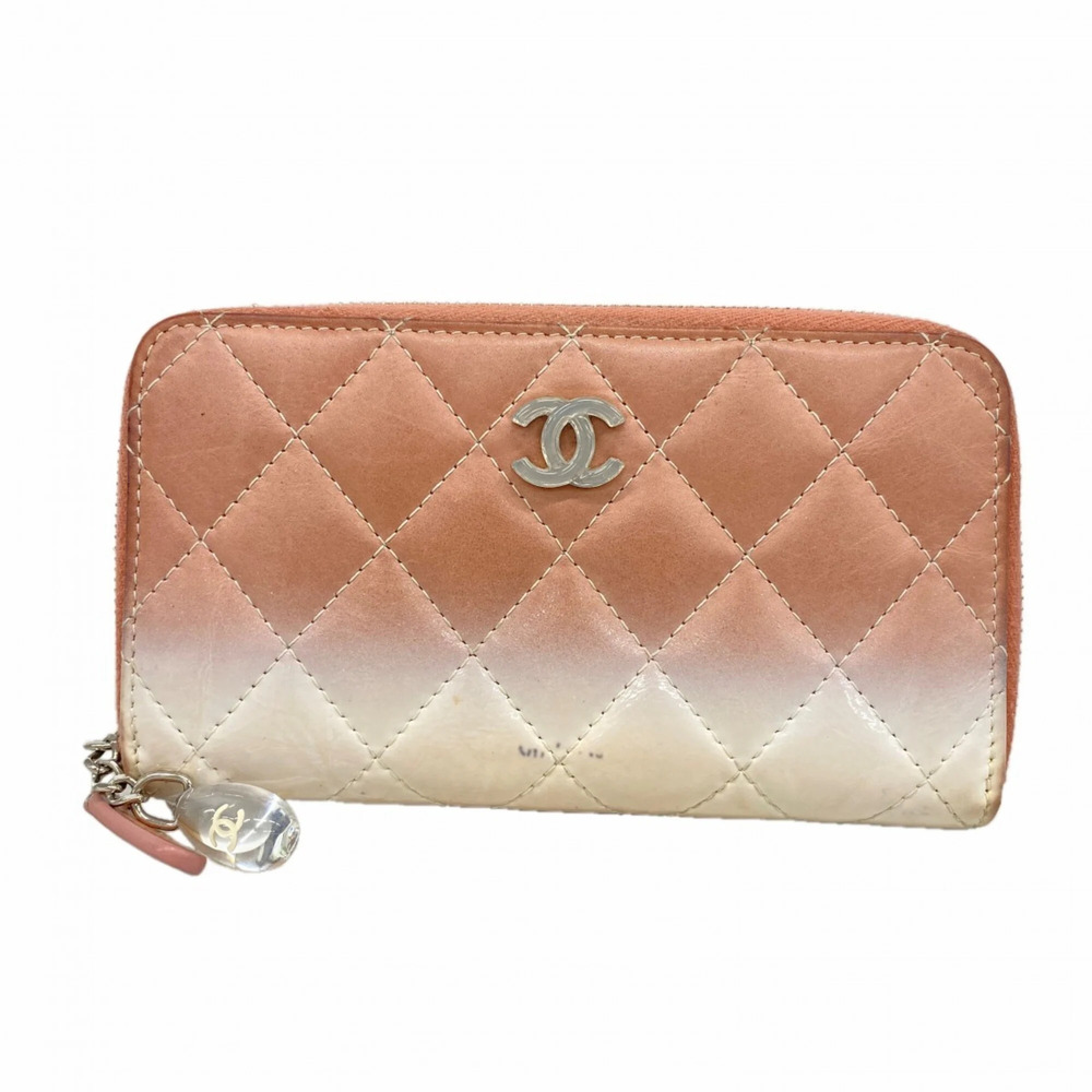 CHANEL Pink Lambskin Leather Wallet